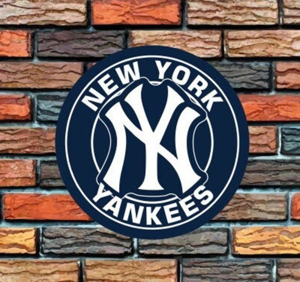 DINOZOZO New York Yankees Logo Round Metal Sign Baseball Signs Gift for Fans Custom Metal Signs