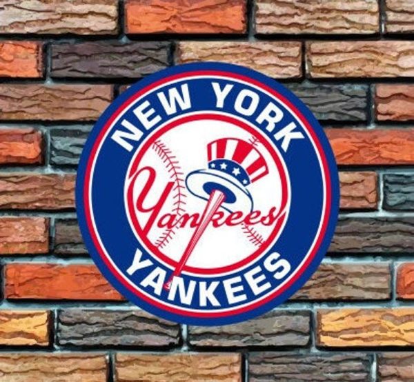 DINOZOZO New York Yankees Logo Round Metal Sign Baseball Signs Gift for Fans Custom Metal Signs