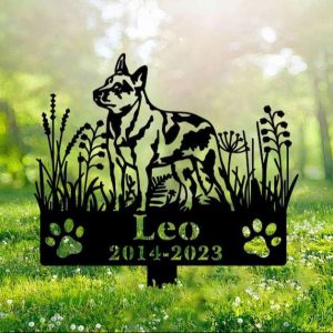 DINOZOZO Personalized Dog Memorial Stake Australian Cattle Dog Grave Marker Dog Memorial Gifts Custom Metal Signs 1