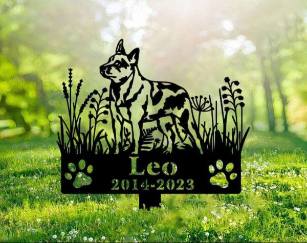 DINOZOZO Personalized Dog Memorial Stake Australian Cattle Dog Grave Marker Dog Memorial Gifts Custom Metal Signs