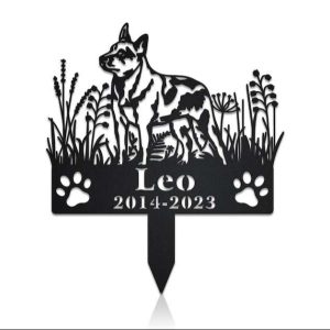 DINOZOZO Personalized Dog Memorial Stake Australian Cattle Dog Grave Marker Dog Memorial Gifts Custom Metal Signs 3