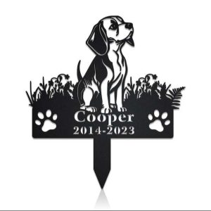 DINOZOZO Personalized Dog Memorial Stake Beagle Dog Grave Marker Dog Memorial Gifts Custom Metal Signs 1