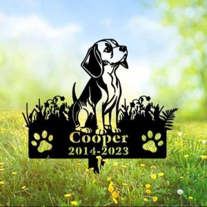 DINOZOZO Personalized Dog Memorial Stake Beagle Dog Grave Marker Dog Memorial Gifts Custom Metal Signs 2