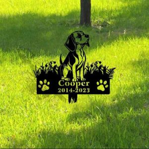 DINOZOZO Personalized Dog Memorial Stake Beagle Dog Grave Marker Dog Memorial Gifts Custom Metal Signs 4