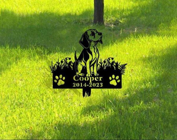 DINOZOZO Personalized Dog Memorial Stake Beagle Dog Grave Marker Dog Memorial Gifts Custom Metal Signs