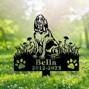 DINOZOZO Personalized Dog Memorial Stake Bloodhound Dog Grave Marker Dog Memorial Gifts Custom Metal Signs 1