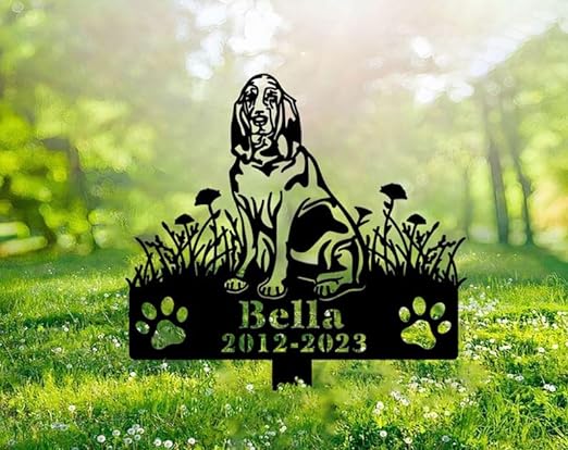 DINOZOZO Personalized Dog Memorial Stake Bloodhound Dog Grave Marker Dog Memorial Gifts Custom Metal Signs