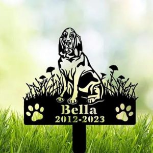 DINOZOZO Personalized Dog Memorial Stake Bloodhound Dog Grave Marker Dog Memorial Gifts Custom Metal Signs 2
