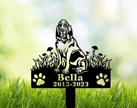 DINOZOZO Personalized Dog Memorial Stake Bloodhound Dog Grave Marker Dog Memorial Gifts Custom Metal Signs