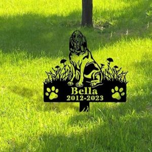 DINOZOZO Personalized Dog Memorial Stake Bloodhound Dog Grave Marker Dog Memorial Gifts Custom Metal Signs 3
