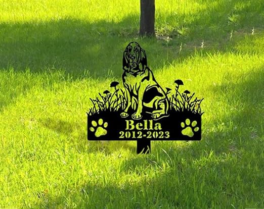 DINOZOZO Personalized Dog Memorial Stake Bloodhound Dog Grave Marker Dog Memorial Gifts Custom Metal Signs 3