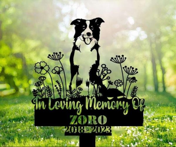 DINOZOZO Personalized Dog Memorial Stake Border Collie Dog Grave Marker Dog Memorial Gifts Custom Metal Signs