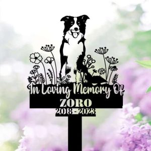 DINOZOZO Personalized Dog Memorial Stake Border Collie Dog Grave Marker Dog Memorial Gifts Custom Metal Signs2