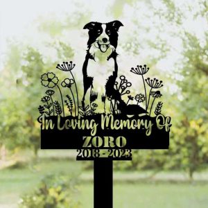 DINOZOZO Personalized Dog Memorial Stake Border Collie Dog Grave Marker Dog Memorial Gifts Custom Metal Signs3