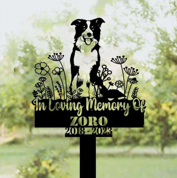 DINOZOZO Personalized Dog Memorial Stake Border Collie Dog Grave Marker Dog Memorial Gifts Custom Metal Signs