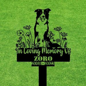 DINOZOZO Personalized Dog Memorial Stake Border Collie Dog Grave Marker Dog Memorial Gifts Custom Metal Signs4