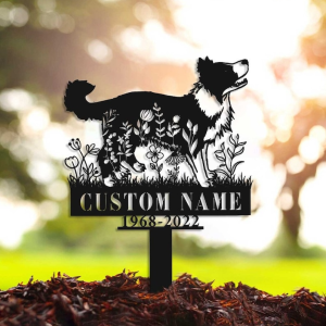 DINOZOZO Personalized Dog Memorial Stake Border Collie Dog Grave Marker V2 Dog Memorial Gifts Custom Metal Signs 2