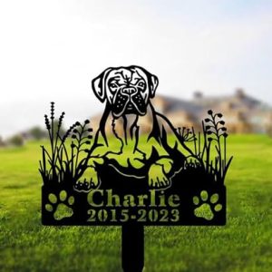 DINOZOZO Personalized Dog Memorial Stake Boxer Dog Grave Marker Dog Memorial Gifts Custom Metal Signs 1