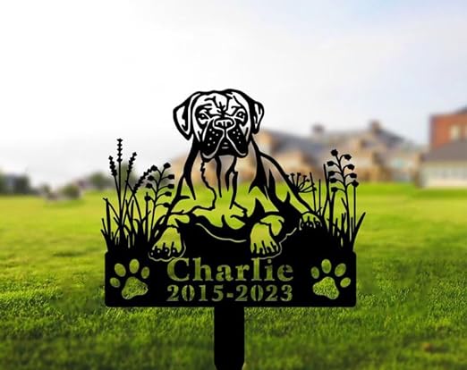 DINOZOZO Personalized Dog Memorial Stake Boxer Dog Grave Marker Dog Memorial Gifts Custom Metal Signs