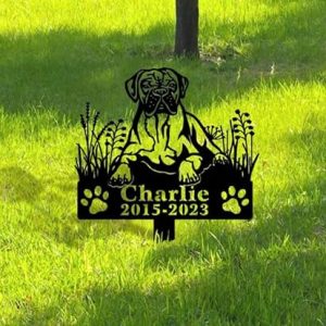 DINOZOZO Personalized Dog Memorial Stake Boxer Dog Grave Marker Dog Memorial Gifts Custom Metal Signs 3