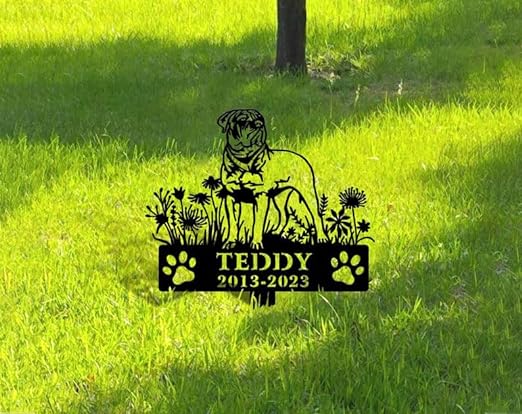 DINOZOZO Personalized Dog Memorial Stake Bullmastiff Dog Grave Marker Dog Memorial Gifts Custom Metal Signs
