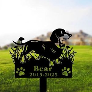 DINOZOZO Personalized Dog Memorial Stake Dachshund Dog Grave Marker Dog Memorial Gifts Custom Metal Signs 2