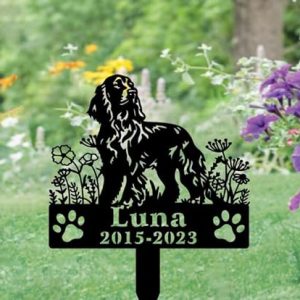 DINOZOZO Personalized Dog Memorial Stake English Cocker Spaniel Dog Grave Marker Dog Memorial Gifts Custom Metal Signs 2