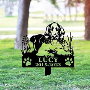 DINOZOZO Personalized Dog Memorial Stake English Springer Spaniel Dog Grave Marker Dog Memorial Gifts Custom Metal Signs 1
