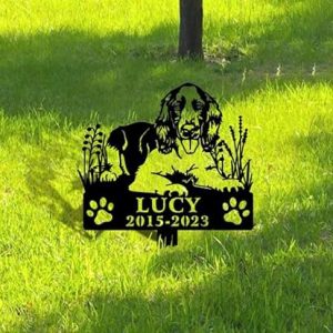 DINOZOZO Personalized Dog Memorial Stake English Springer Spaniel Dog Grave Marker Dog Memorial Gifts Custom Metal Signs 2