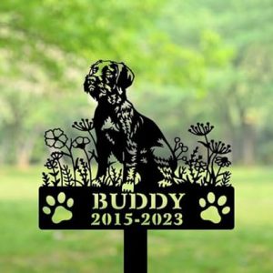 DINOZOZO Personalized Dog Memorial Stake German Wirehaired Pointer Dog Grave Marker Dog Memorial Gifts Custom Metal Signs 1