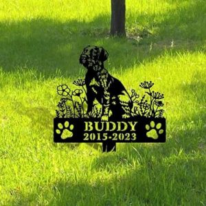 DINOZOZO Personalized Dog Memorial Stake German Wirehaired Pointer Dog Grave Marker Dog Memorial Gifts Custom Metal Signs 2