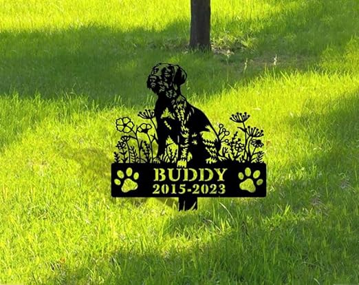 DINOZOZO Personalized Dog Memorial Stake German Wirehaired Pointer Dog Grave Marker Dog Memorial Gifts Custom Metal Signs