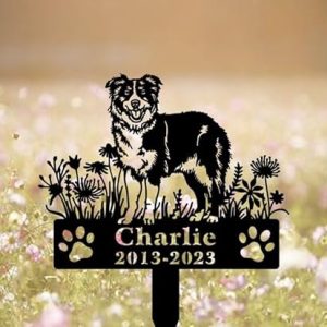 DINOZOZO Personalized Dog Memorial Stake Miniature American Shepherd Dog Grave Marker Dog Memorial Gifts Custom Metal Signs 2