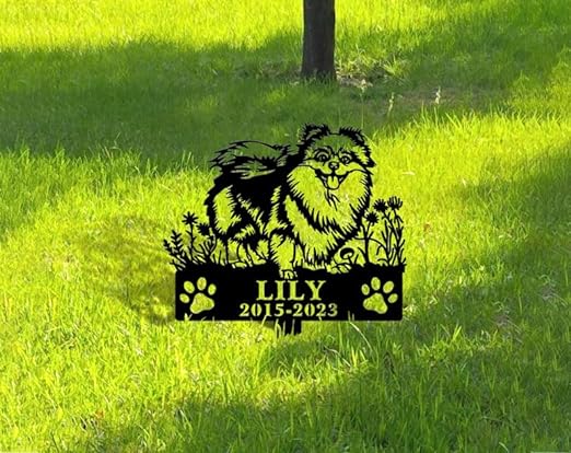 DINOZOZO Personalized Dog Memorial Stake Pomeranian Dog Grave Marker Dog Memorial Gifts Custom Metal Signs