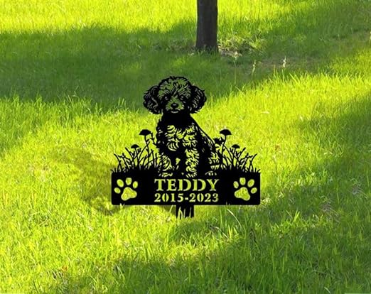 DINOZOZO Personalized Dog Memorial Stake Poodle Dog Grave Marker V1 Dog Memorial Gifts Custom Metal Signs