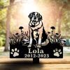DINOZOZO Personalized Dog Memorial Stake Saint Bernard Dog Grave Marker Dog Memorial Gifts Custom Metal Signs 2