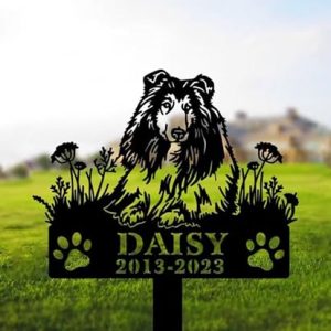 DINOZOZO Personalized Dog Memorial Stake Shetland Sheepdog Dog Grave Marker Dog Memorial Gifts Custom Metal Signs 3