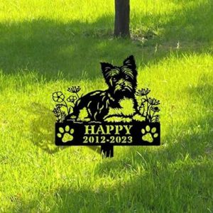 DINOZOZO Personalized Dog Memorial Stake Yorkshire Terrier Dog Grave Marker Dog Memorial Gifts Custom Metal Signs 4