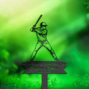 DINOZOZO Personalized Memorial Stake Baseball Player Grave Marker Baseball Player Sympathy Gifts Custom Metal Signs4