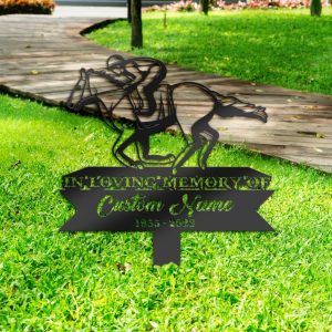 DINOZOZO Personalized Memorial Stake Horse Racing Racer Grave Marker Racer Sympathy Gifts Custom Metal Signs