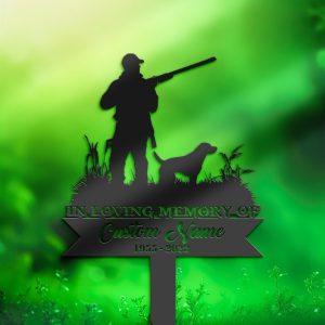 DINOZOZO Personalized Memorial Stake Hunter and Dog Grave Marker Hunter Dad Sympathy Gifts Custom Metal Signs3