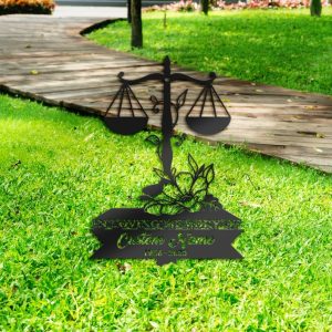 DINOZOZO Personalized Memorial Stake Justice Scales Lawyer Grave Marker Lawyer Sympathy Gifts Custom Metal Signs4