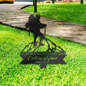 DINOZOZO Personalized Memorial Stake Mountain Climbing Hiker Grave Marker Hiker Sympathy Gifts Custom Metal Signs4