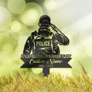 DINOZOZO Personalized Memorial Stake Policeman Grave Marker Police Officer Sympathy Gifts Custom Metal Signs1