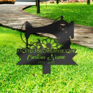 DINOZOZO Personalized Memorial Stake Tailor Sewing Machine Grave Marker Tailor Sewer Sympathy Gifts Custom Metal Signs4