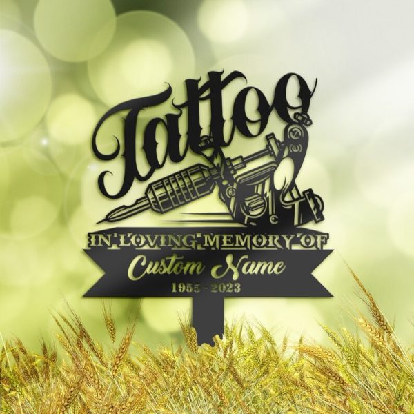 DINOZOZO Personalized Memorial Stake Tattoo Artist Grave Marker Tattoo Artist Sympathy Gifts Custom Metal Signs
