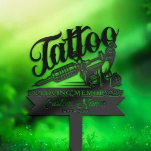 DINOZOZO Personalized Memorial Stake Tattoo Artist Grave Marker Tattoo Artist Sympathy Gifts Custom Metal Signs3