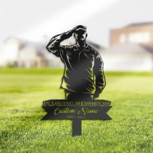 DINOZOZO Personalized Memorial Stake US Veteran Grave Marker Fallen Soldier Sympathy Gifts Custom Metal Signs2