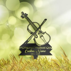 DINOZOZO Personalized Memorial Stake Violin Musician Violist Grave Marker Violist Sympathy Gifts Custom Metal Signs1