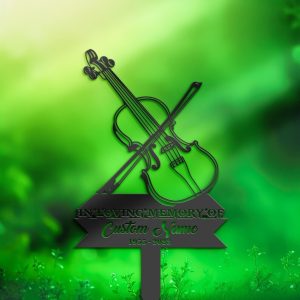 DINOZOZO Personalized Memorial Stake Violin Musician Violist Grave Marker Violist Sympathy Gifts Custom Metal Signs3